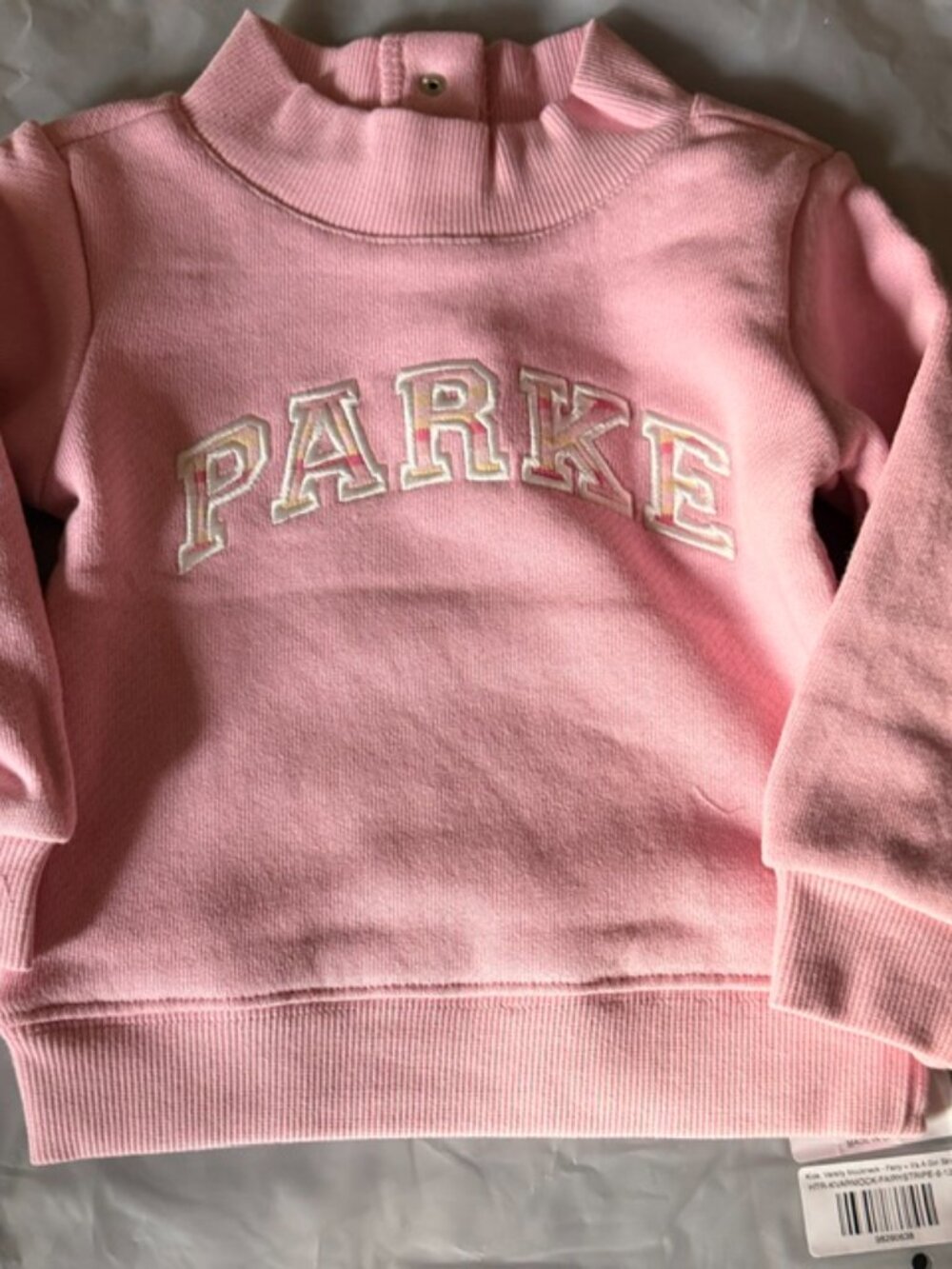 NWT Parke Sweetpea Kids Baby Varsity Mockneck 6-12M Heritage It's a Girl - Picture 2 of 10